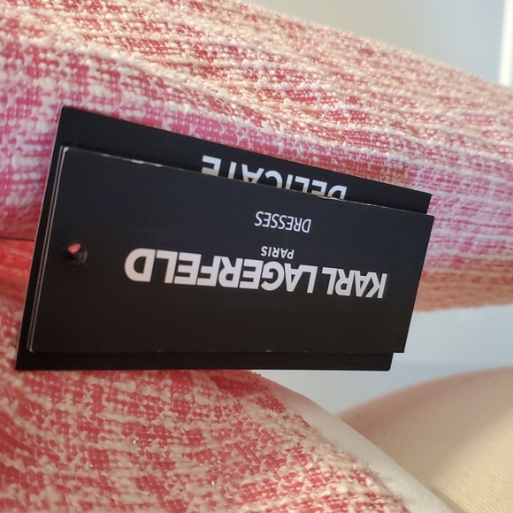 Karl Lagerfeld Pink and White Tweed cropped Blazer Size 14. New with tags - Picture 7 of 10